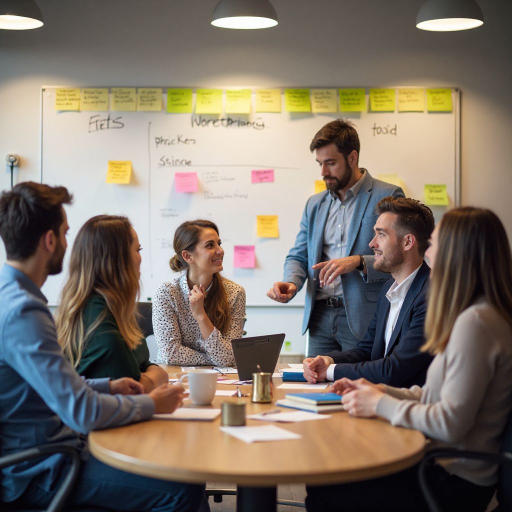 Team brainstorming session for new game features