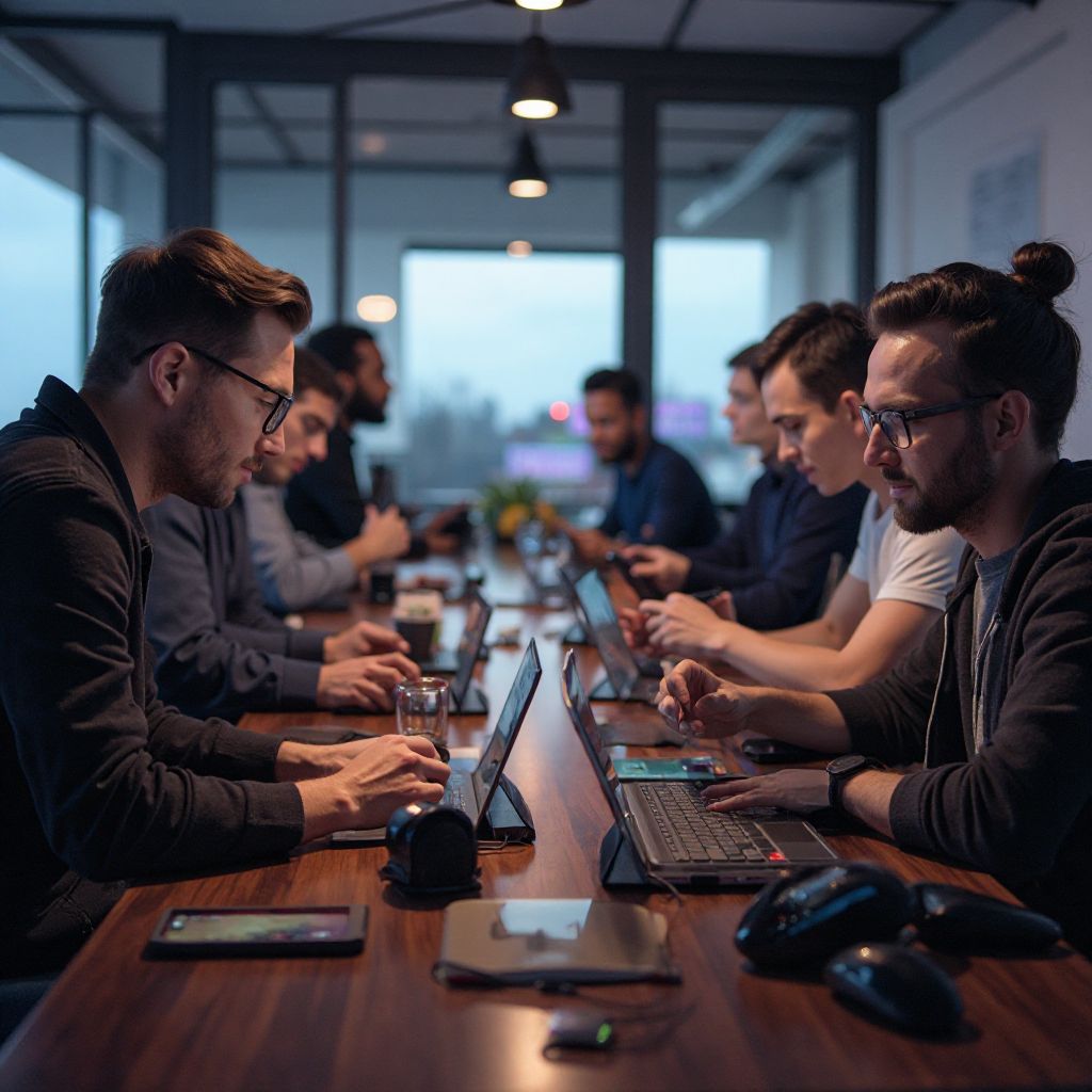 Adventure Quest game developers in the office