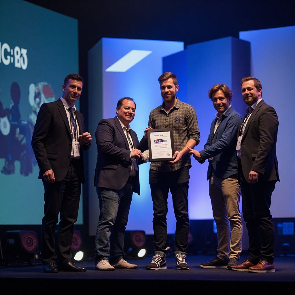 Game receiving award at ceremony